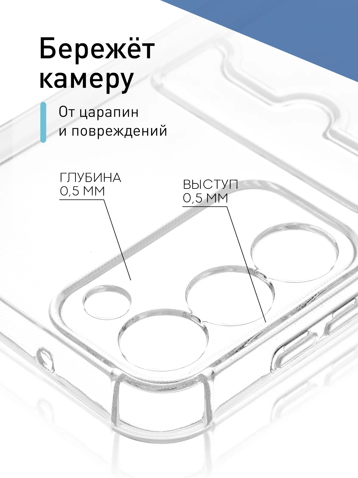 Прозрачный чехол для Samsung Galaxy S23 Plus противоударный силиконовый ROSCO с карманом для карт