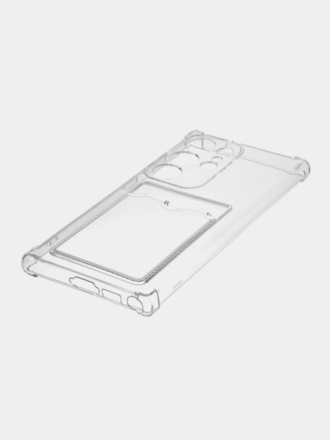 Прозрачный чехол для Samsung Galaxy S23 Ultra противоударный силиконовый ROSCO с карманом для карт