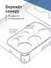 Прозрачный чехол для Samsung Galaxy S23 Ultra противоударный силиконовый ROSCO с карманом для карт
