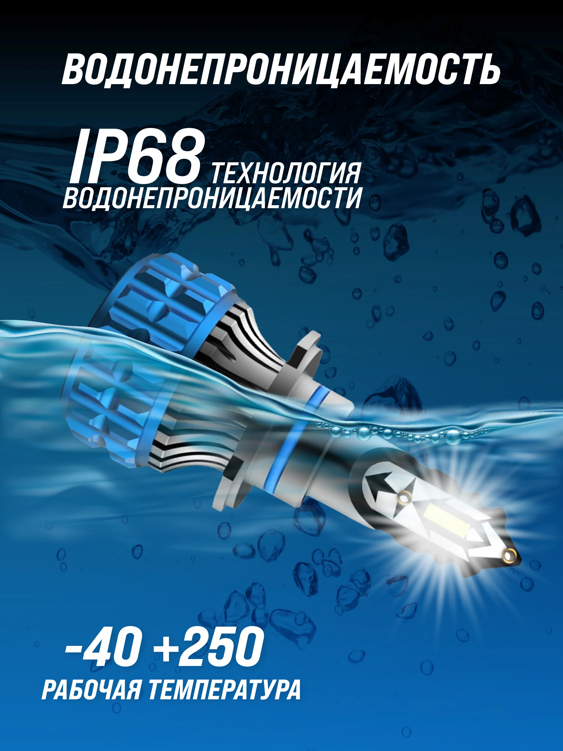 Светодиодные лед лампы для авто, led в фары, 2шт., H1, H4, H7, H11