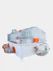 Клетка для хомяка,  2 этажа, 48 х 35 х 25см С офисом, колесом d12cм, поилкой, туннелем