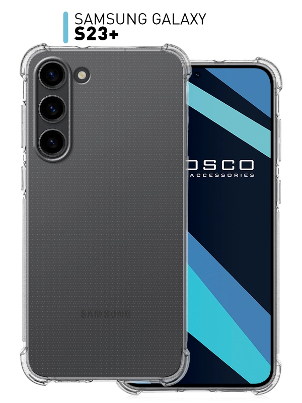Чехол для Samsung Galaxy S23+ Plus противоударный силиконовый ROSCO прозрачный с углами