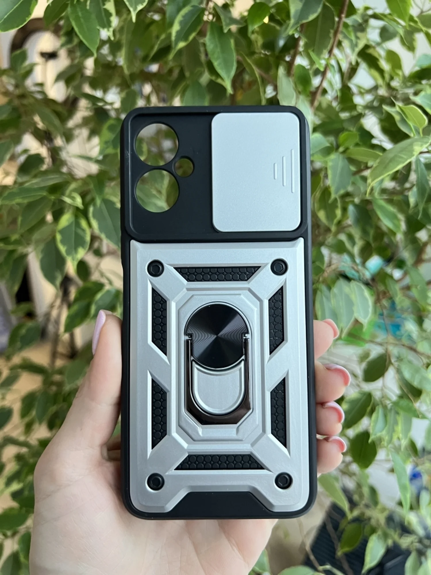 Серебряный чехол противоударный armors для Tecno Spark 9 Pro / Техно Спарк 9 Про с защитой камеры