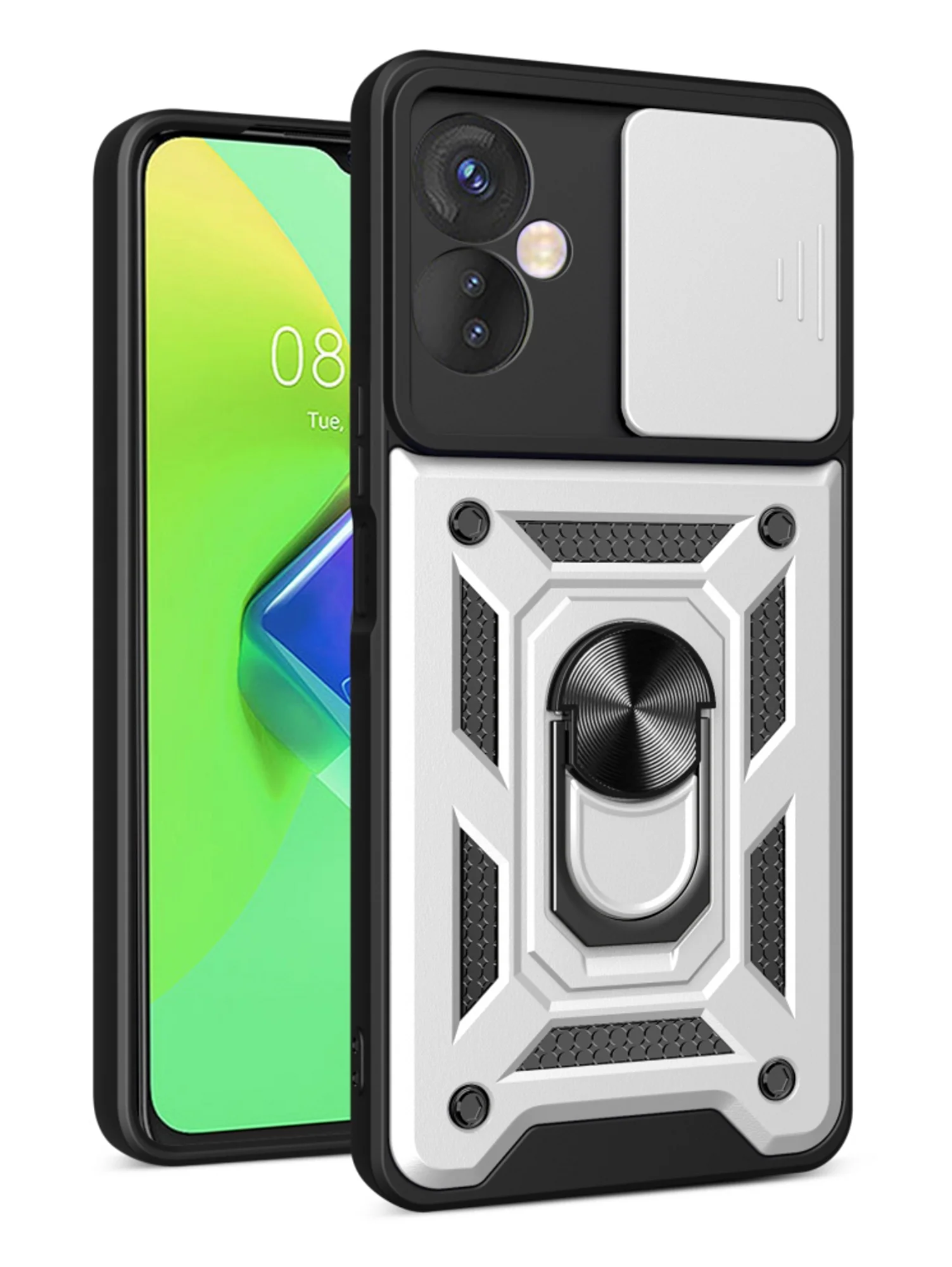 Серебряный чехол противоударный armors для Tecno Spark 9 Pro / Техно Спарк 9 Про с защитой камеры