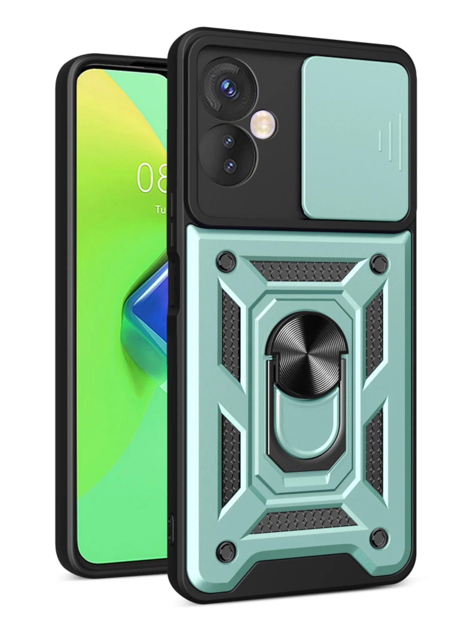 Зеленый чехол противоударный armors для Tecno Spark 9 Pro / Техно Спарк 9 Про с защитой камеры