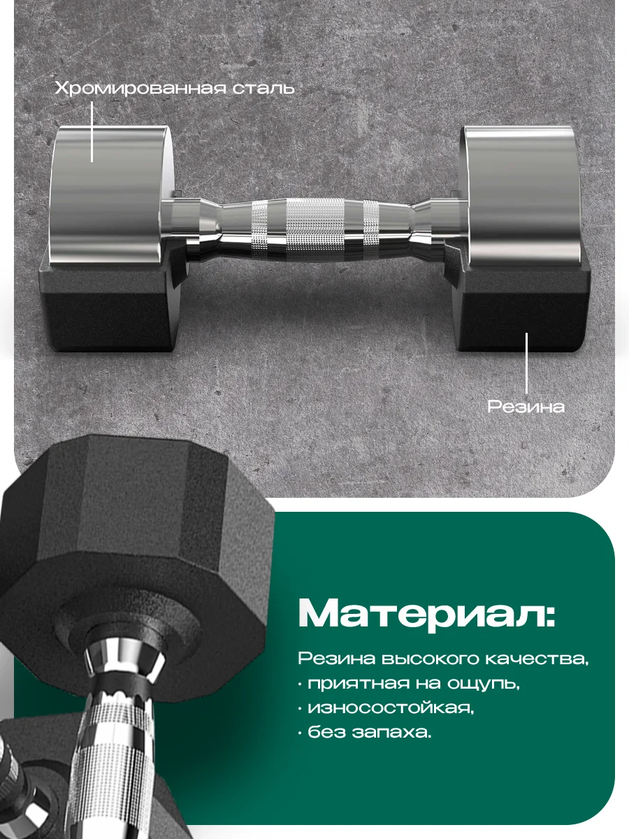 Гантели 8 кг, PROIRON, 2 шт., обрезиненные