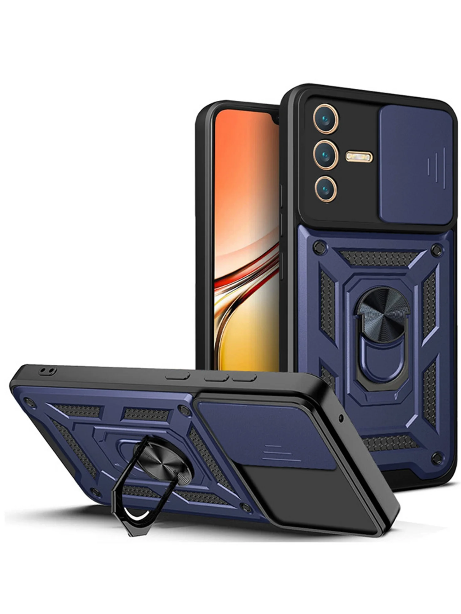 Темно-синий чехол противоударный armors для Vivo V23 5G / Виво В23 5G с защитой камеры