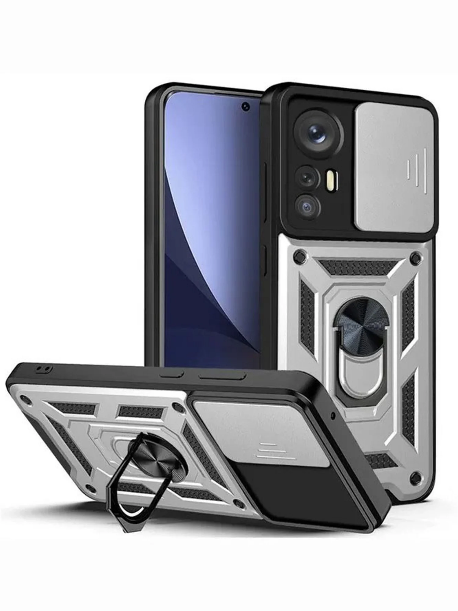 Серебряный чехол противоударный armors для Xiaomi 12 Pro / Сяоми 12 Про с защитой камеры