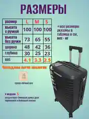 Синий чемодан ударопрочный из полипропилена на колесиках, размеры S, M, L