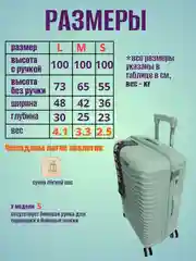 Мятный чемодан ударопрочный из полипропилена на колесиках, размеры S, M, L