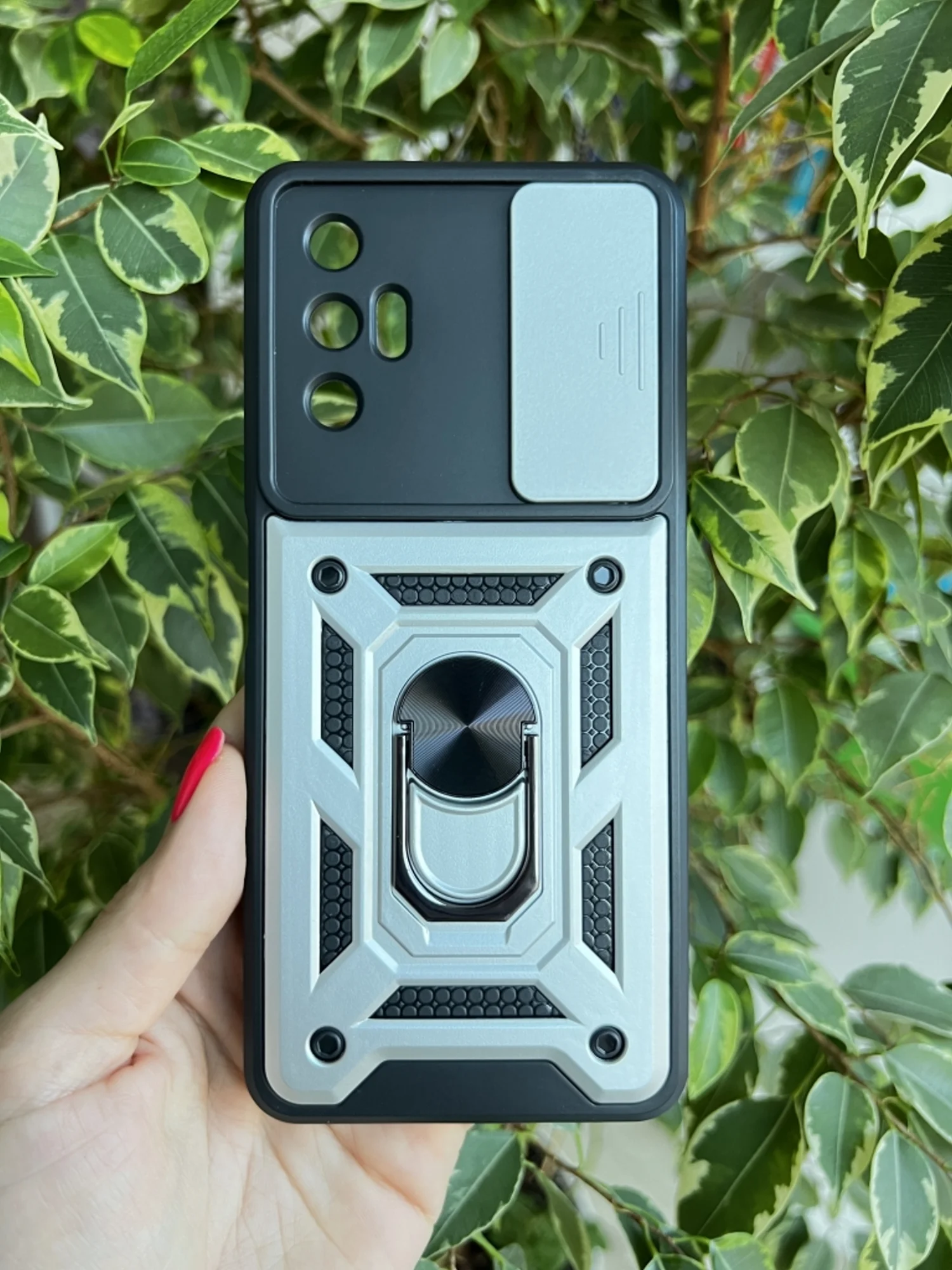Серебряный чехол противоударный armors для Tecno Pova 3 / Техно Пова 3 с защитой камеры