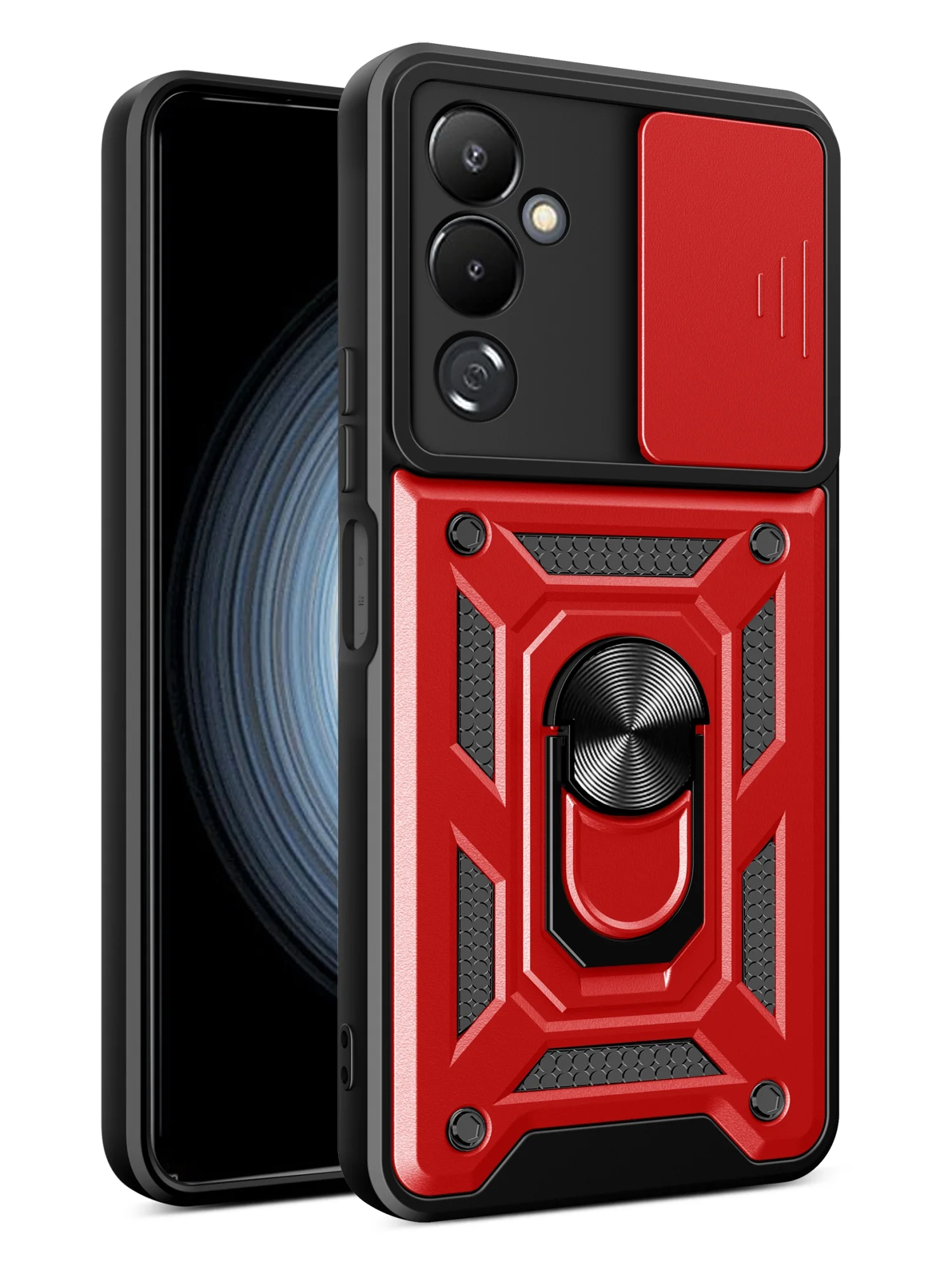 Красный чехол противоударный armors для Tecno Pova 4 / Техно Пова 4 с защитой камеры