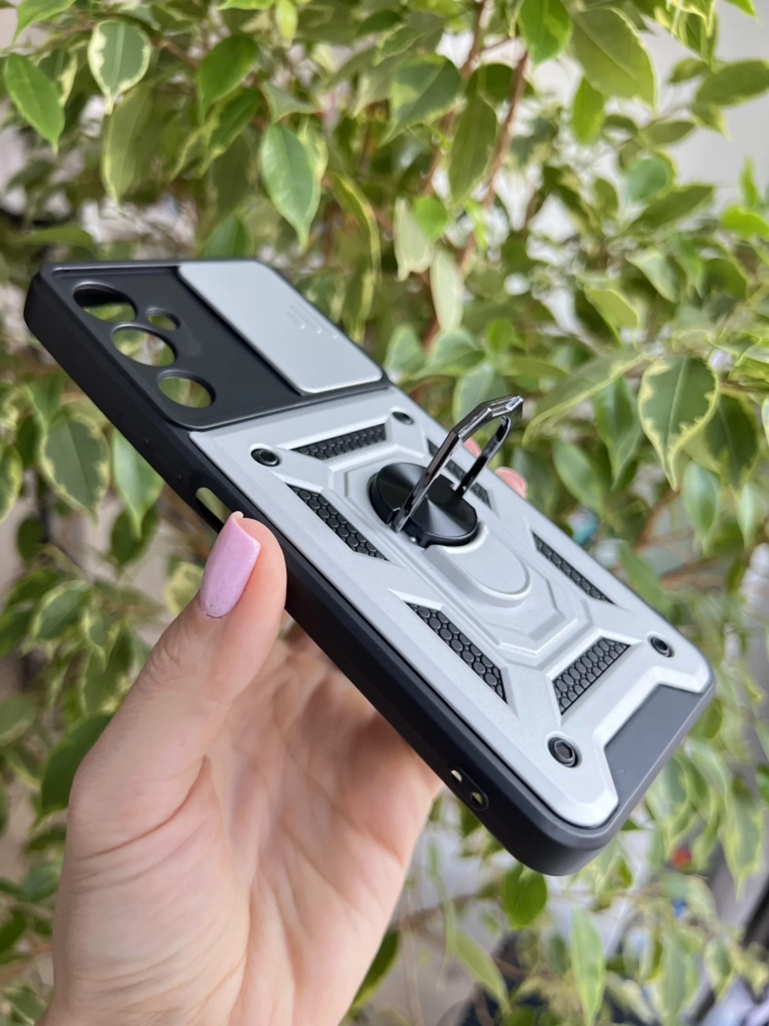 Серебряный чехол противоударный armors для Tecno Pova 4 / Техно Пова 4 с защитой камеры