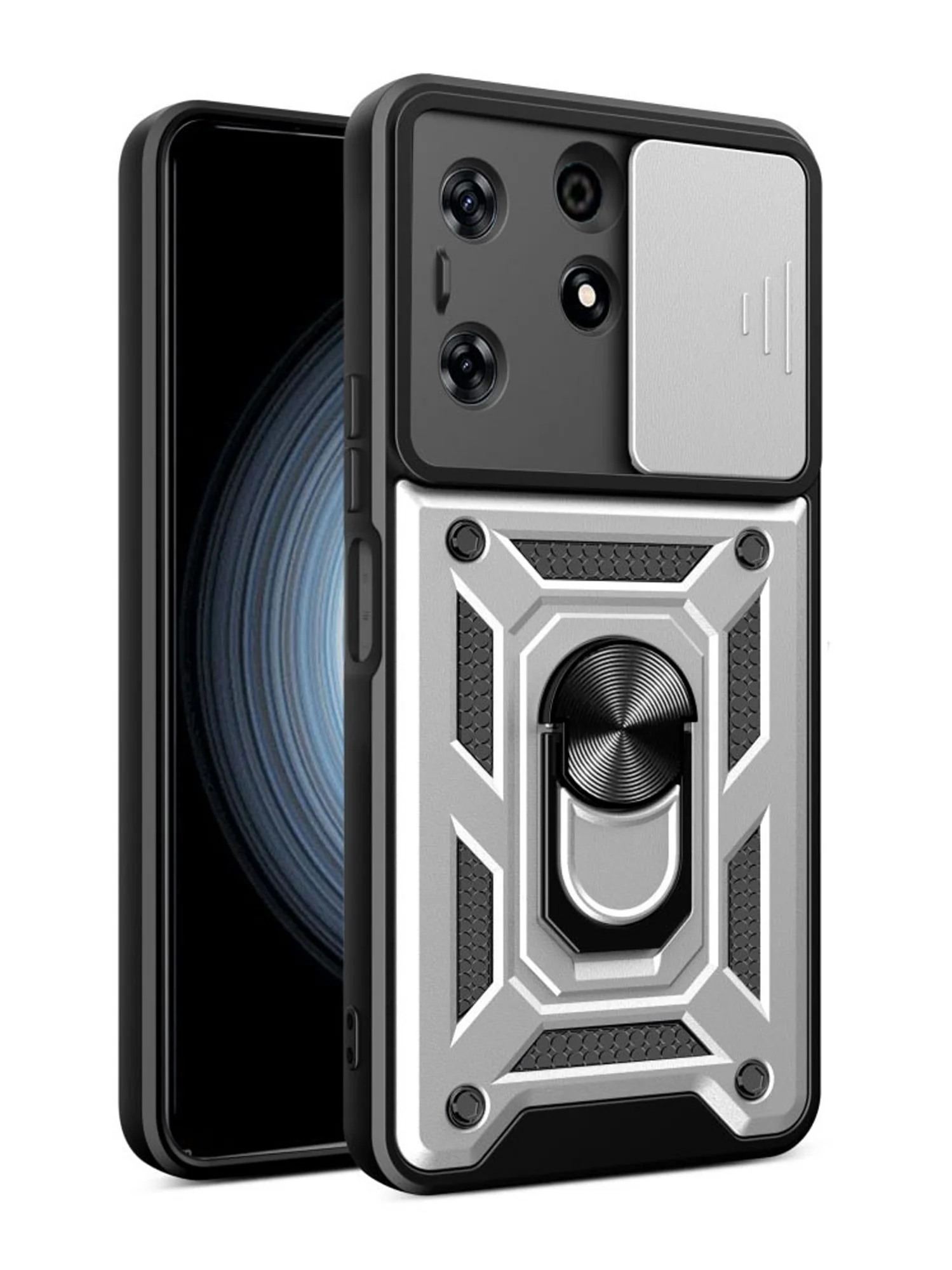 Серебряный чехол противоударный armors для Tecno Spark 10 Pro / Техно Спарк 10 Про с защитой камеры