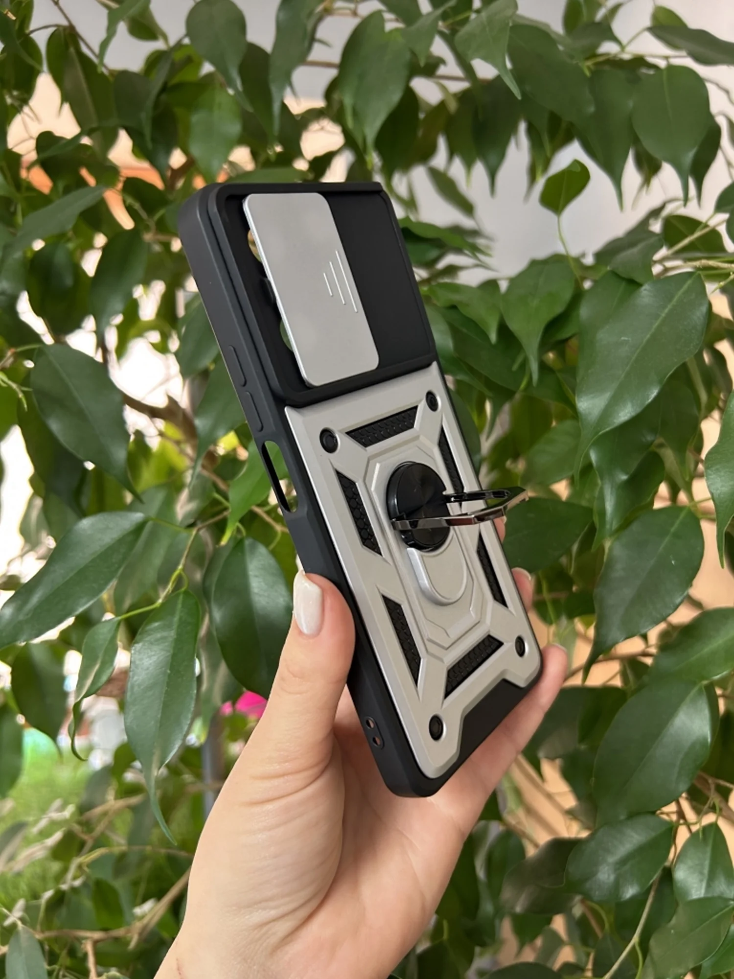 Серебряный чехол противоударный armors для Tecno Spark 10 Pro / Техно Спарк 10 Про с защитой камеры