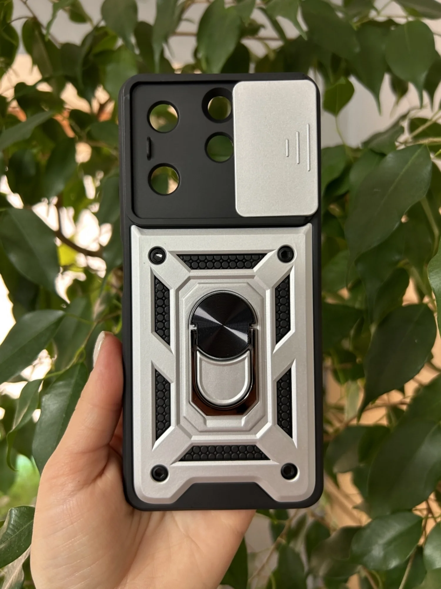 Серебряный чехол противоударный armors для Tecno Spark 10 Pro / Техно Спарк 10 Про с защитой камеры