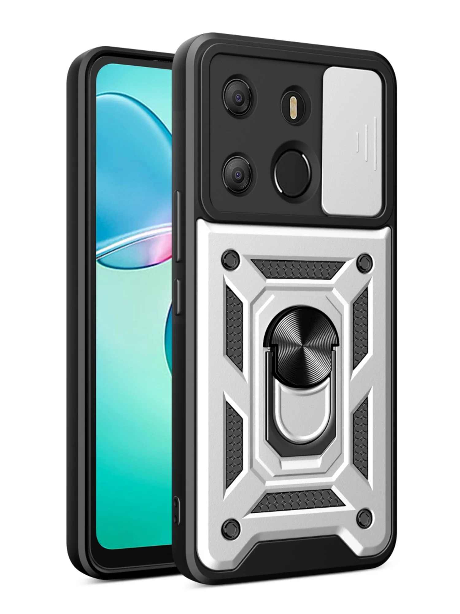 Серебряный чехол противоударный armors для Tecno Spark GO 2023/Tecno Pop 7 и Infinix Smart 7