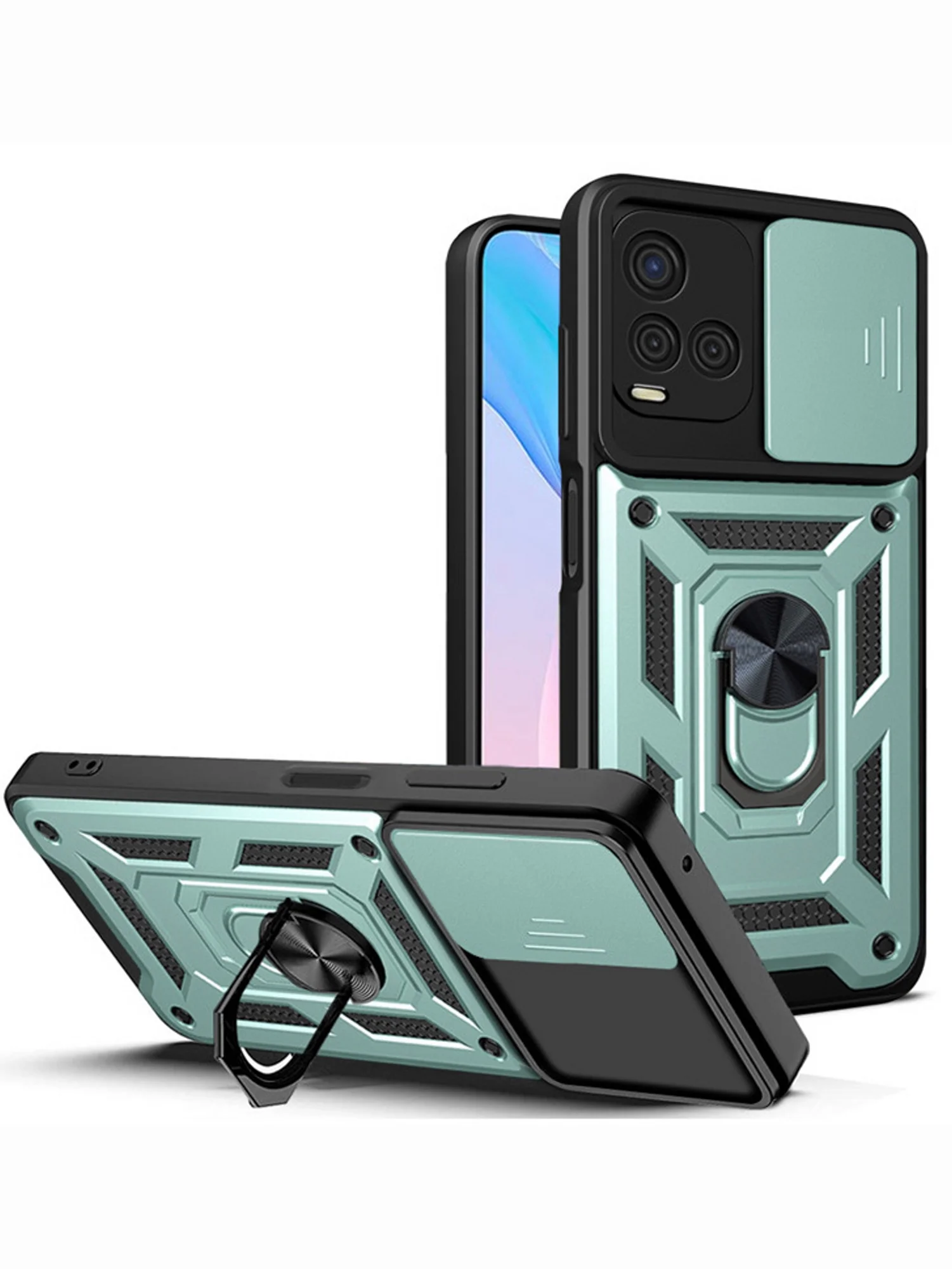 Серебряный чехол противоударный armors для Vivo Y21 и Y33S / Виво У21 и У33S с защитой камеры