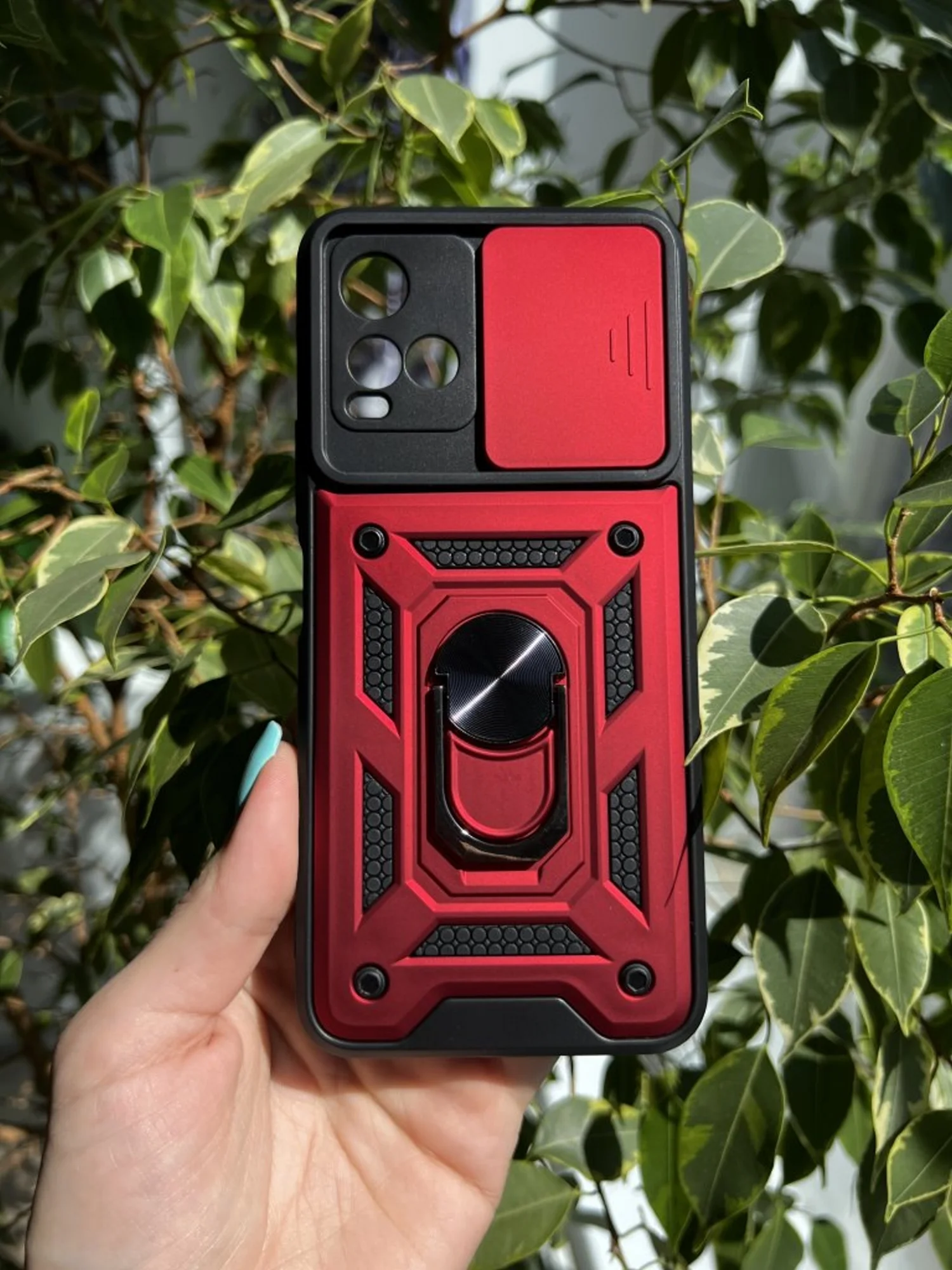 Красный чехол противоударный armors для Vivo Y21 и Y33S / Виво У21 и У33S с защитой камеры