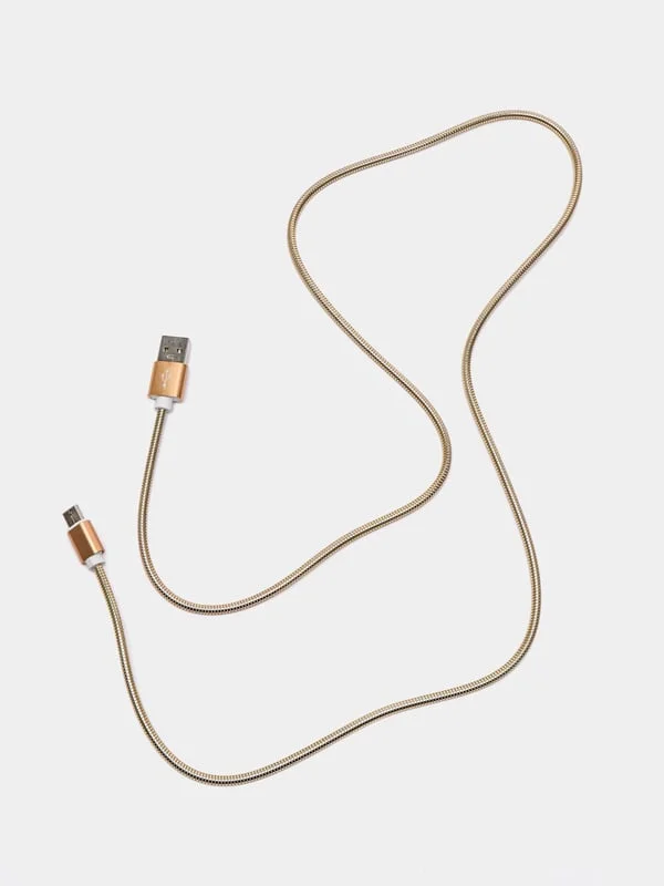 Зарядный USB кабель, 1 м, в металлической оплётке, iPhone Lightning Android Type-C Micro