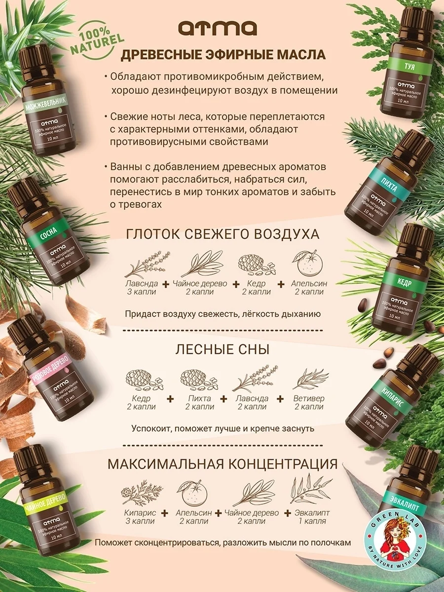 Масло АТМА Можжевельника эфирное, натуральное, 10мл