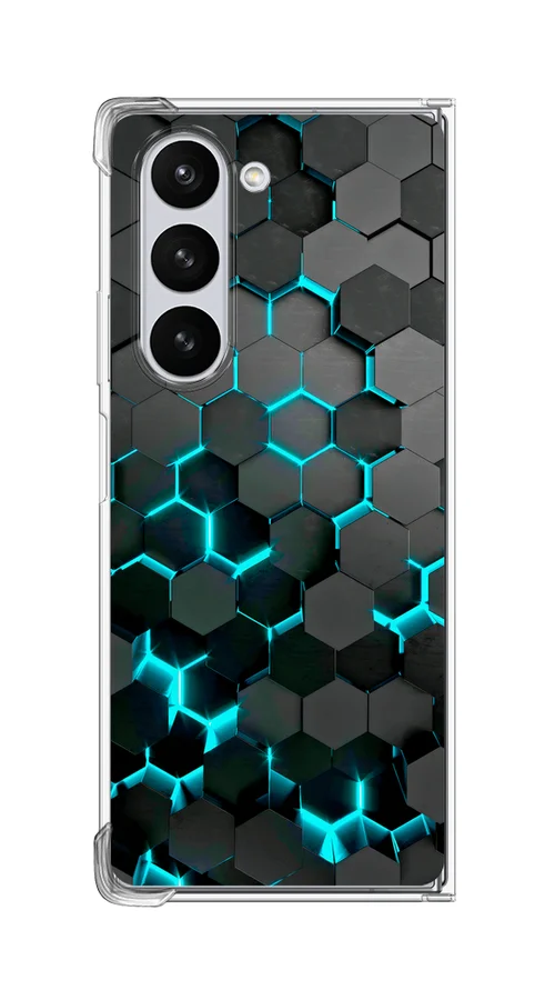 Бирюзовый чехол на Samsung Galaxy Z Fold 6 / Самсунг Z Fold 6 прозрачный, с принтом, защита камеры