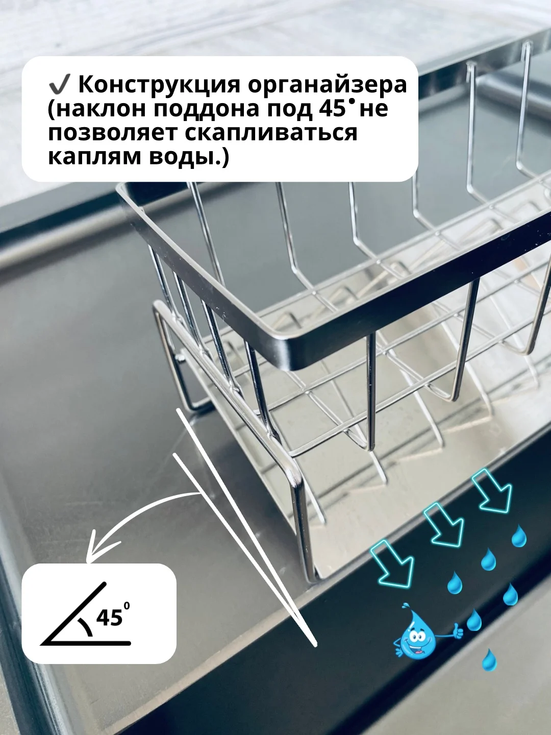 Подставка для губки металлик (органайзер на кухню для хранения моющих средств)