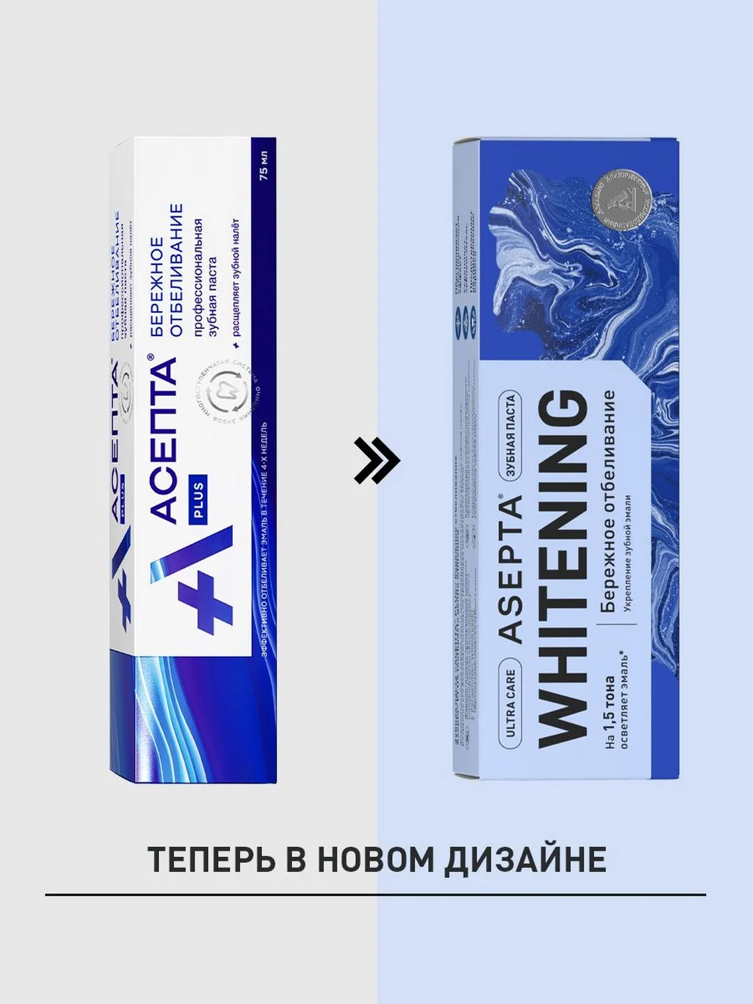 Зубная паста отбеливающая Асепта Whitening от налета, 75мл