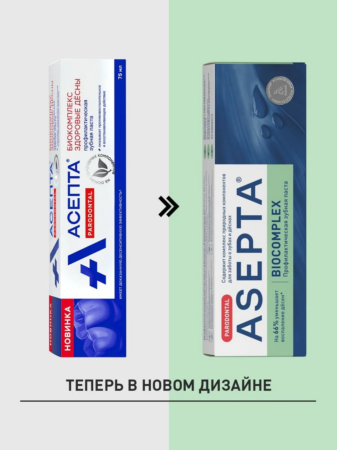 Зубная паста для чувствительных зубов и десен Асепта Биокомплекс, 75мл
