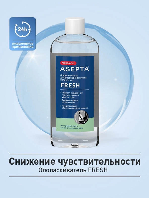 Ополаскиватель для полости рта и десен Асепта Fresh, 250 мл