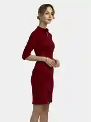 Бордовый платье женское, утепленное, миди, из экозамши, на замочке и рукавом три четверти