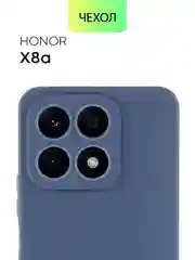 Синий чехолдля Honor X8a силиконовый BROSCORP матовый тонкий с бортиком- защитой вокруг камер