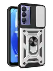 Серебряный чехол противоударный armors для Tecno Camon 18 и 18P/Техно Камон 18 и 18Р с защитой камеры