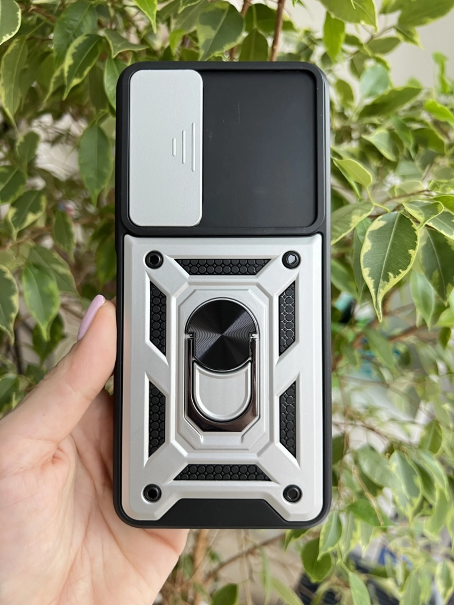 Серебряный чехол противоударный armors для Tecno Camon 18 и 18P/Техно Камон 18 и 18Р с защитой камеры