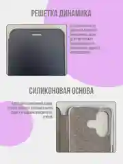 Темно-синий чехол-книжка для Xiaomi Redmi 13 4G (2024), Note 13R, Poco M6 4G, редми 13