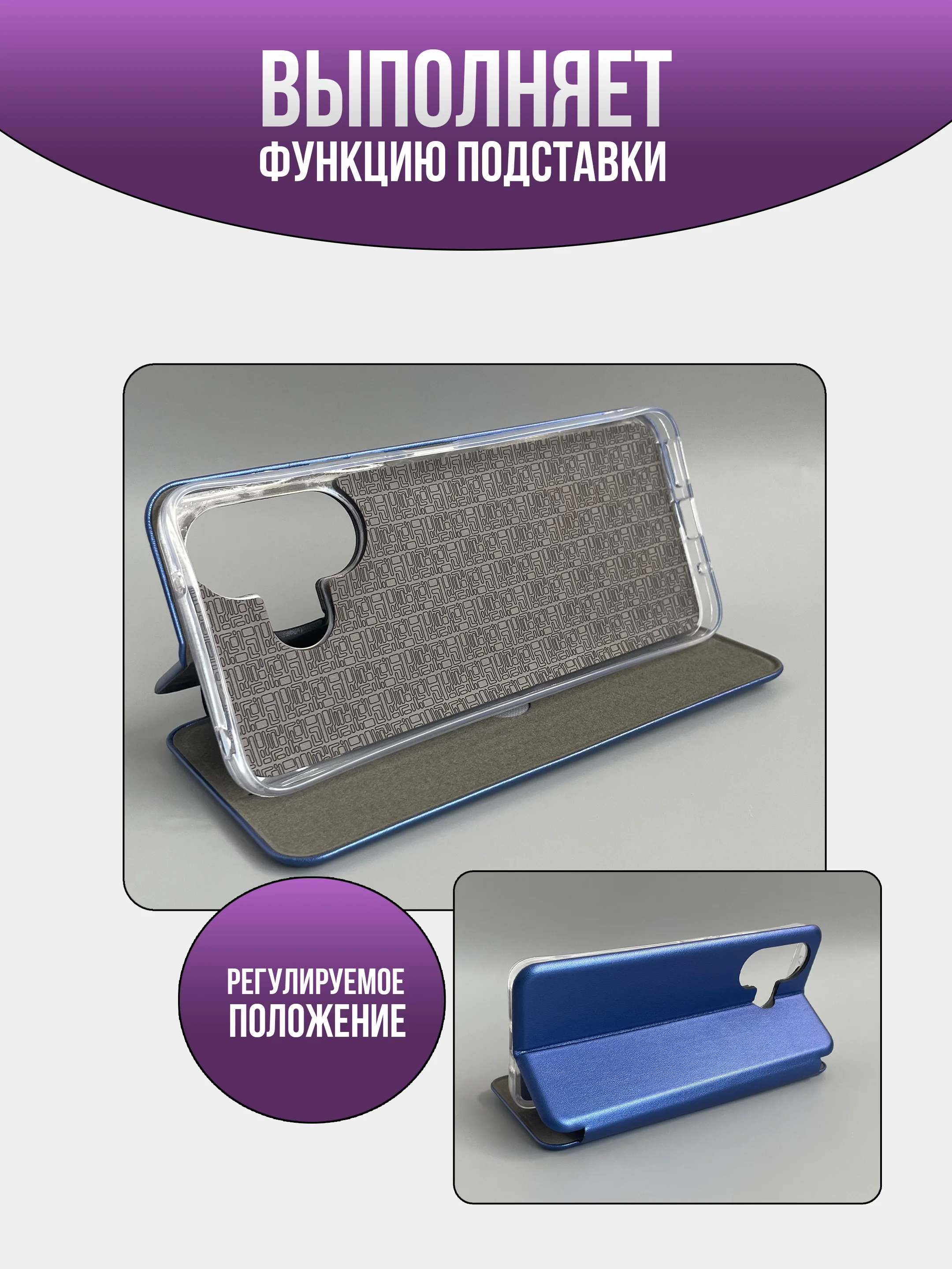Синий чехол-книжка для Xiaomi Redmi 13 4G (2024), Note 13R, Poco M6 4G, редми 13
