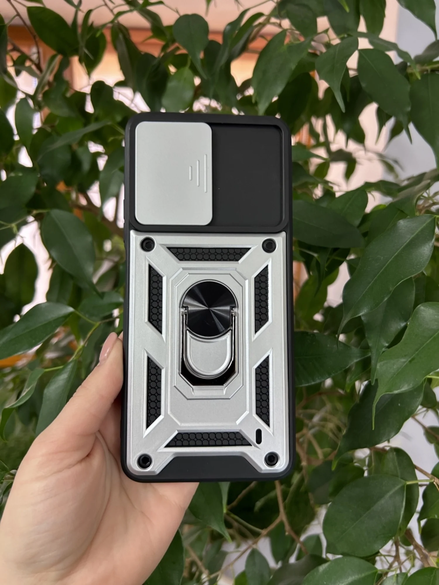 Серебряный чехол противоударный armors для Tecno Camon 19 Neo / Техно Камон 19 Нео с защитой камеры