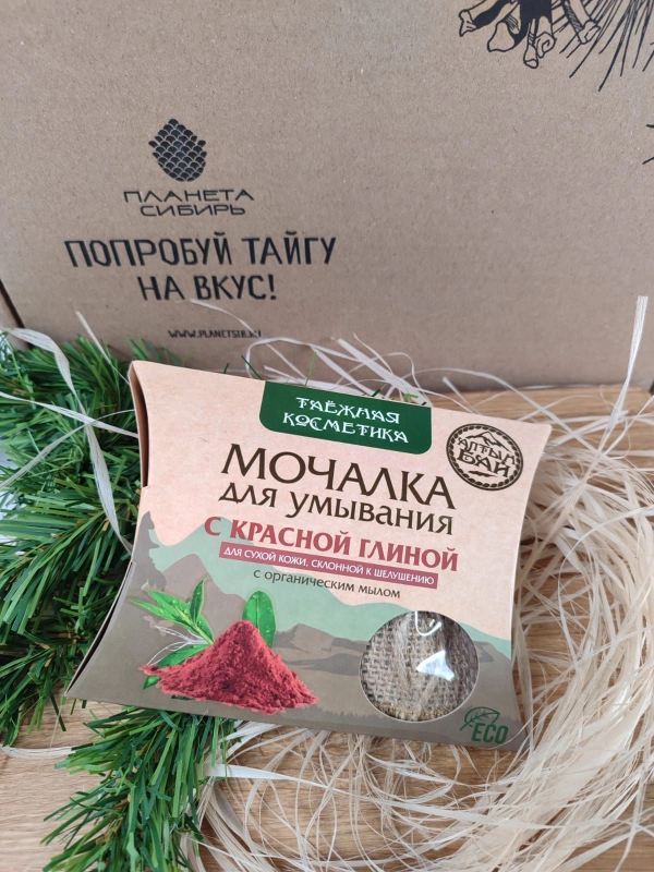 Мочалка для умывания "С красной глиной", Алтын Бай, 60 гр.