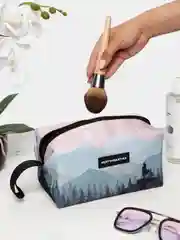 Приглушённый хаки косметичка-несессер дорожная, мужская женская, с принтом, 40 видов