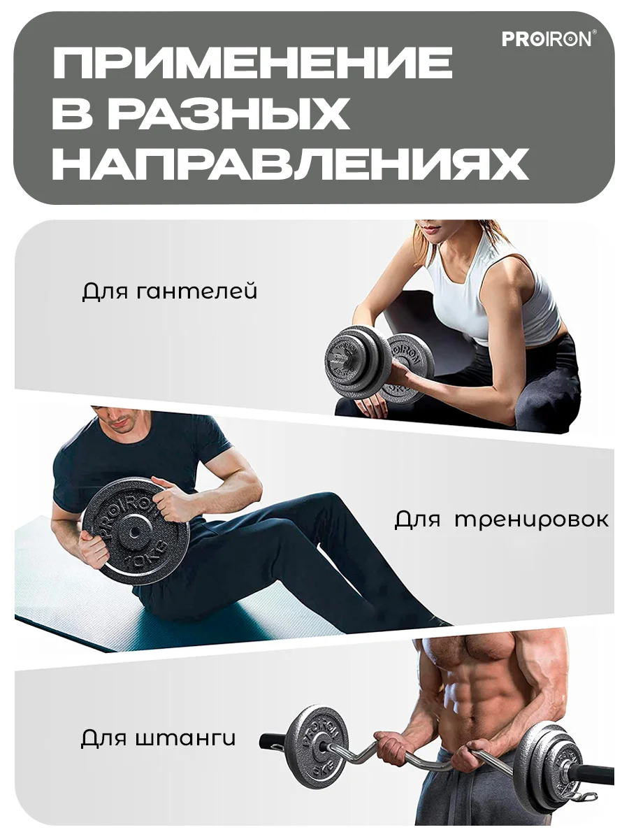 Блины для штанги, гантели, PROIRON, 2,5 кг, набор 4 шт