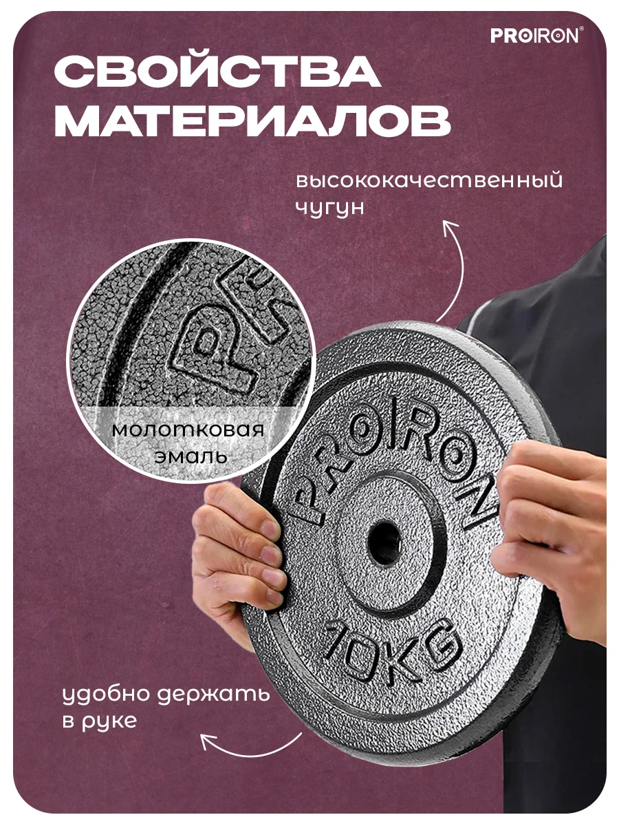 Блины для штанги, гантели, PROIRON, 2,5 кг, набор 4 шт