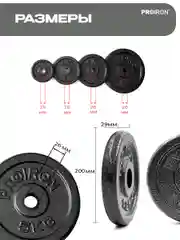 Блины для штанги, гантели, PROIRON, 5 кг, набор 2 шт