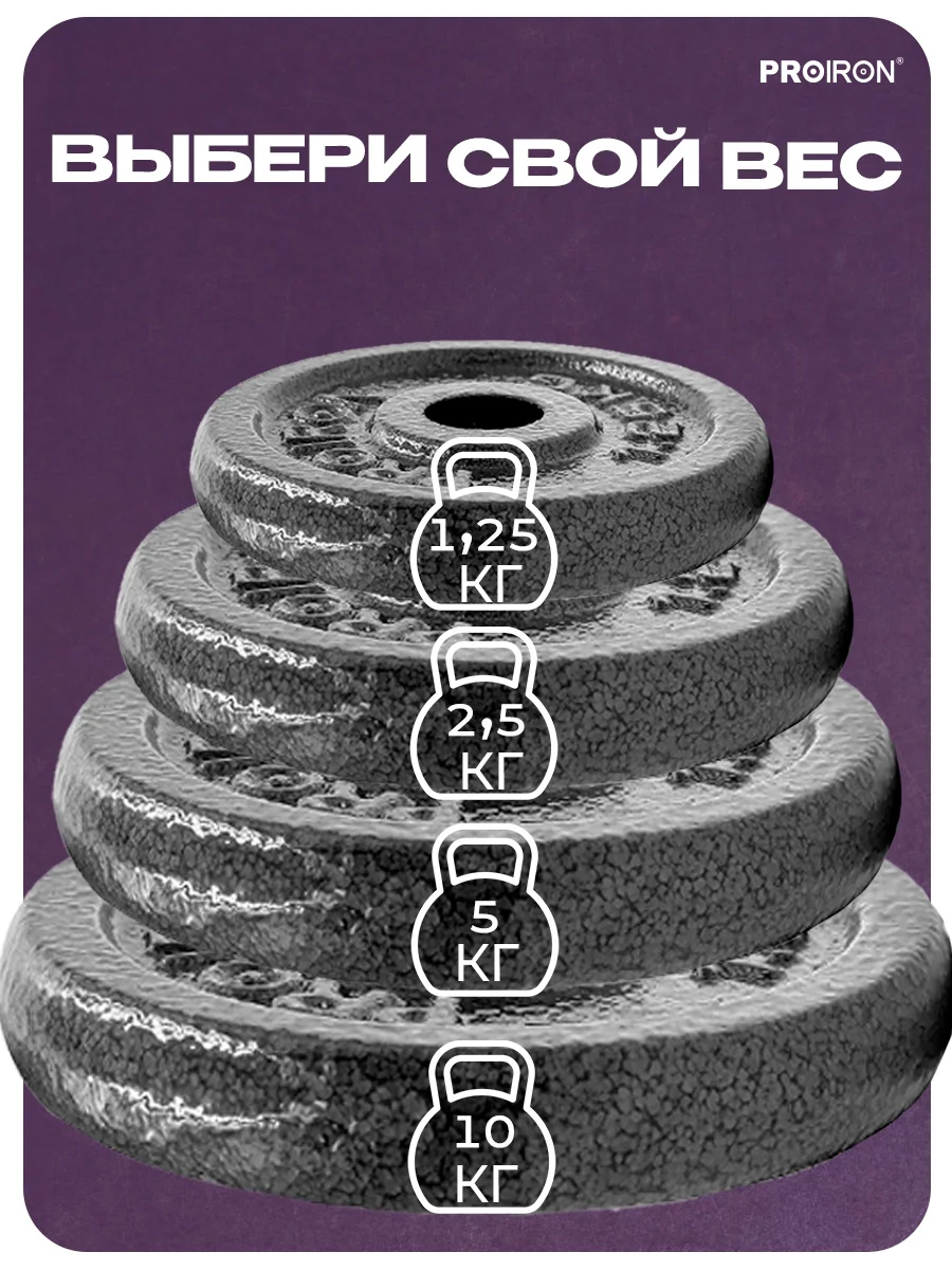 Блины для штанги, гантели, PROIRON, 5 кг, набор 2 шт