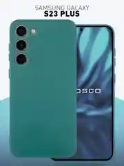 Тёмно-зелёный чехол для Samsung Galaxy S23+, S23 Plus силиконовый ROSCO матовый c бортиком защитой камер