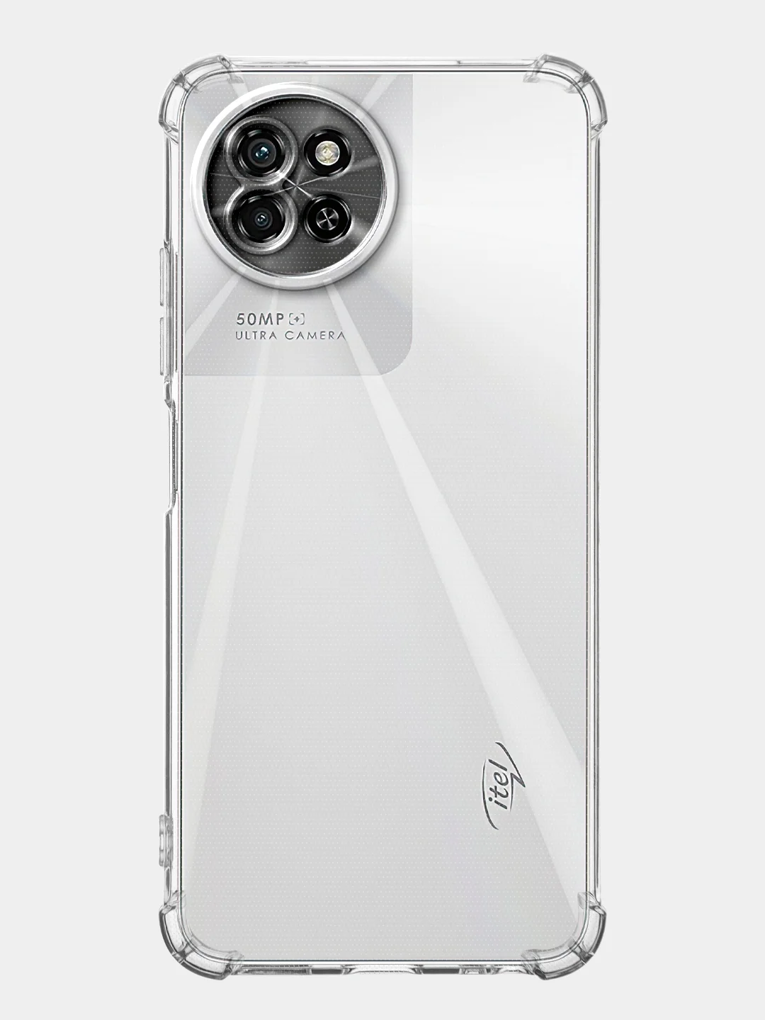 Прозрачный чехол для Itel S23 противоударный силиконовый BROSCORP прозрачный с защитой камер, углов