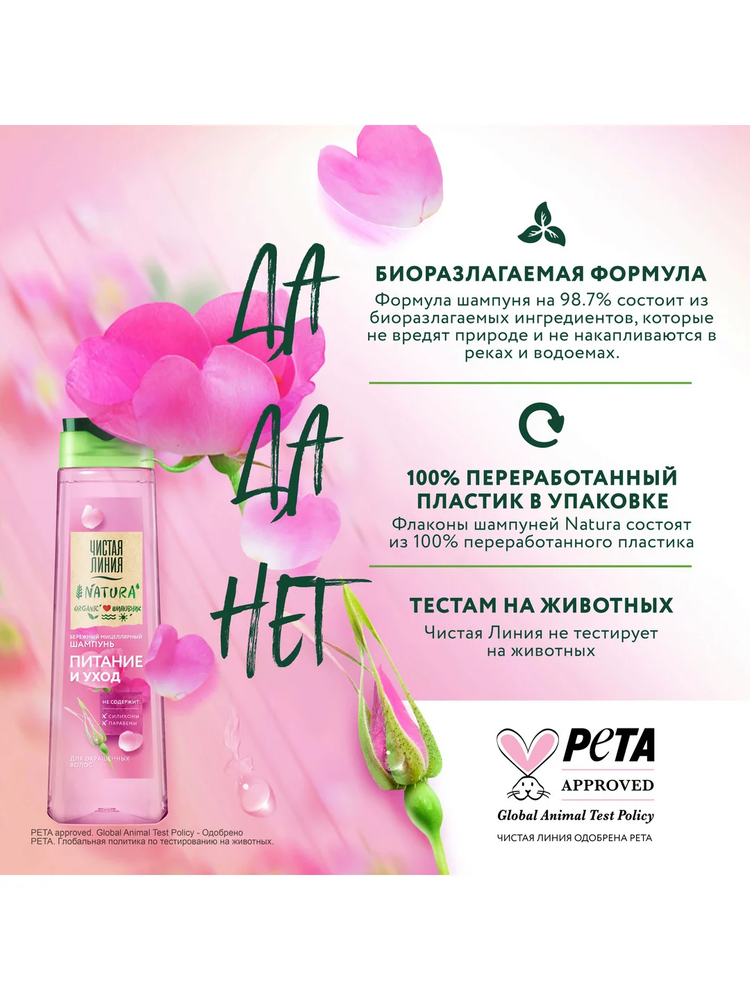 NATURA мицеллярный шампунь питание и уход Organic 400 мл