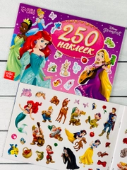 Книга Наклейки для девочек 250 наклеек Принцессы дисней Ариель Русалочка Рапунцель Золушка