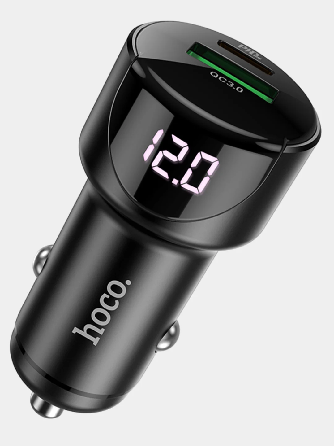 Автомобильное зарядное устройство Hoco Z42 Light Road 1xUSB, 1xUSB-C, 3А, PD20W, QC3.0,LED