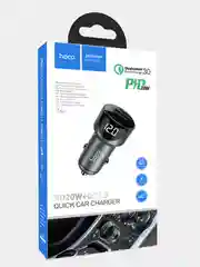 Автомобильное зарядное устройство Hoco Z42 Light Road 1xUSB, 1xUSB-C, 3А, PD20W, QC3.0,LED