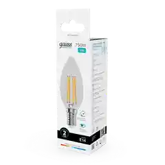 Лампочка светодиодная E14 Свеча 12W нейтр. белый 4100К УПАК 10шт Gauss Elementary Filament